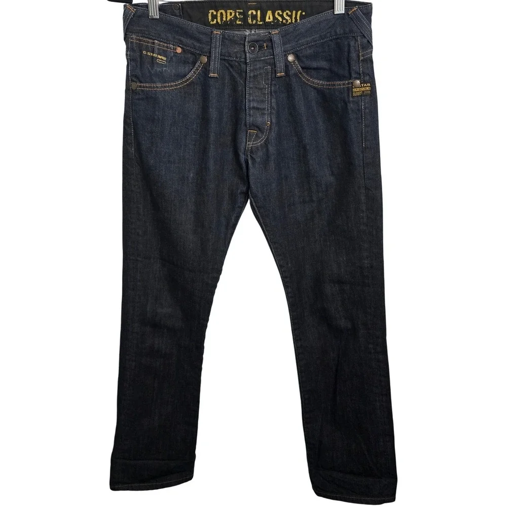 G-Star‎ Raw Core Classic Mens Dark Wash Straight Leg Denim Jeans size 33x32